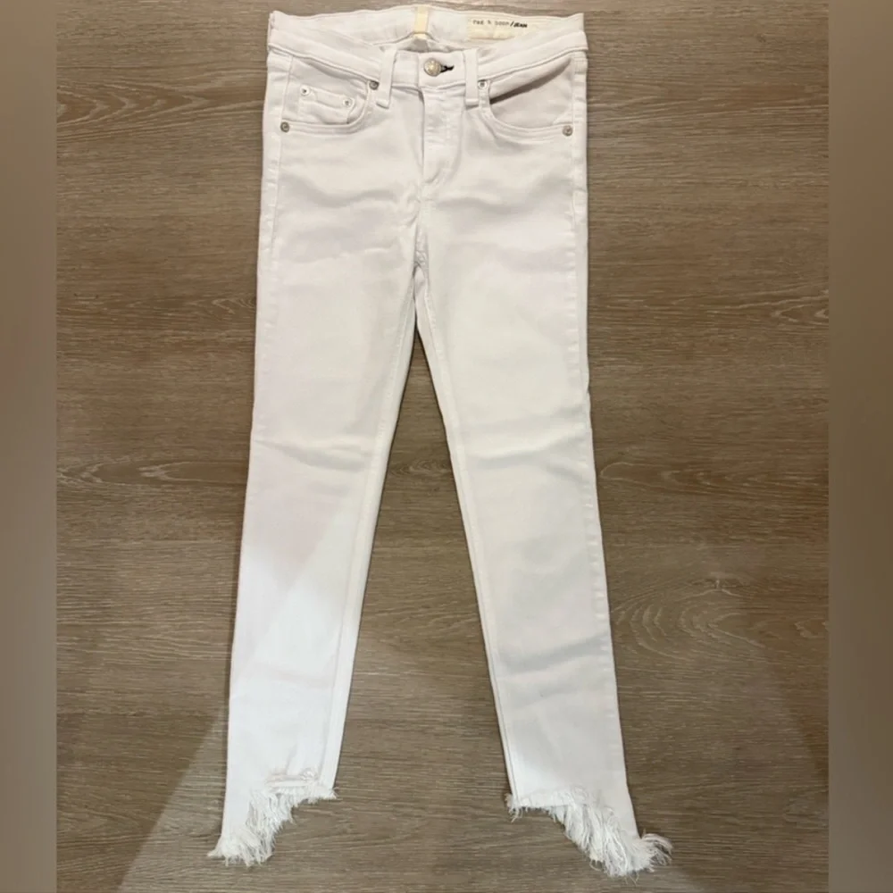 rag & bone White Raw Hem Skinny Ankle Jeans 25 Stretch - Picture 1 of 10